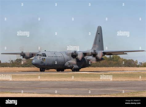 A Royal New Zealand Air Force C-130H landing on runway, New Zealand Stock Photo - Alamy