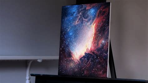 Painting A Galaxy In Space With Stars And Light Acrylic Paint With