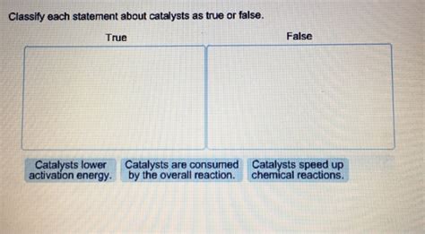 Solved Classify Each Statement About Catalysts As True Or Chegg