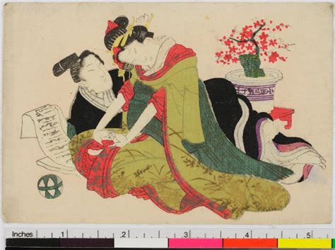 Japanese Print Shunga Egoyomi By Keisai Eisen