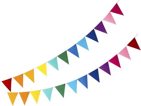 LOVENJOY 5 Assembled Felt Rainbow Banner Garlands Colorful Pennant