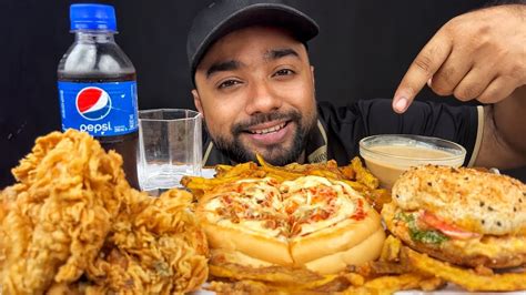 Asmr Mukbang Kfc Burgers🍔 Chicken Pizza🍕 Fried Chicken🍗 French Fries🍟