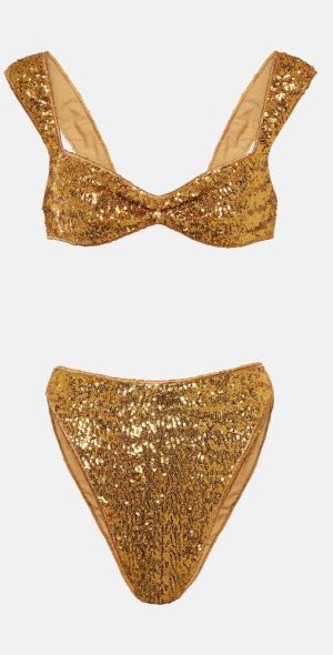 Oseree OsÃree Paillettes 90s embellished bikini