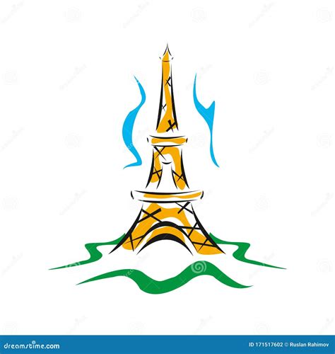 Eiffel Tower Logo Icon Old Style Symbol French Paris Holiday