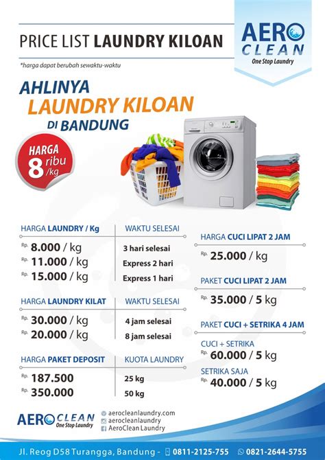 Pricelist Aero Clean Laundry