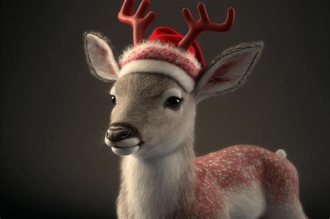 Premium Photo Realistic Christmas Reindeer Wearing A Father Christmas