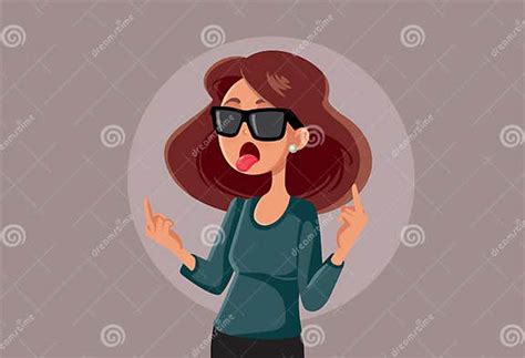 Arrogant Woman Flipping People Off Vector Cartoon Illustration Stock Vector Illustration Of