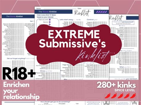 BDSM EXTREME Submissive Kink List Bdsm List Spice Sex Life Kinks Fetishes Humiliation Bucket
