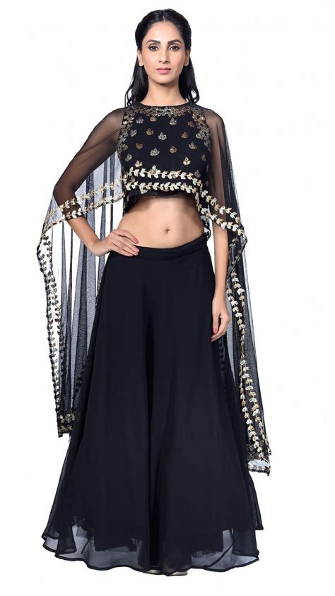 Black Cape Lehenga Indian Wedding Outfits Indian Outfits Cape Lehenga