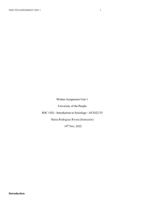 Written Assignment Unit 1 SOS UNIT 1 Written Assignment Unit 1