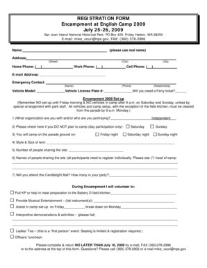 Fillable Online Nps Encampment Registration Form Pdf National Park