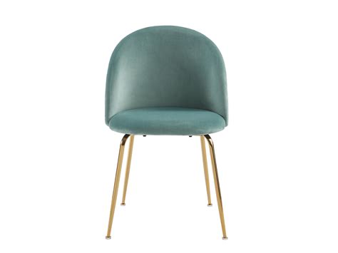 Lot de 6 chaises Velours et métal doré Vert sauge MELBOURNE