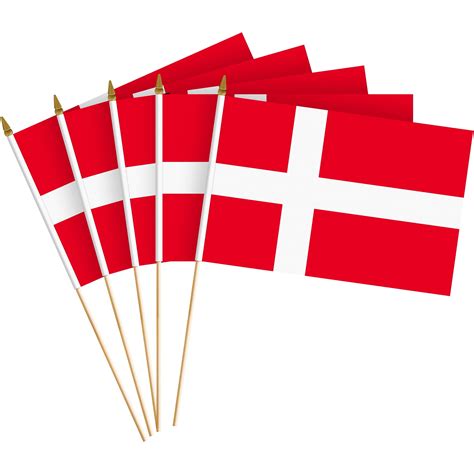 G128 50 Pack Handheld Denmark Danish Stick Flags | 8x12 In | Printed