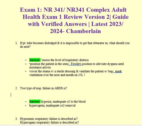 Exam Nr Nr Complex Adult Health Exam Review Version