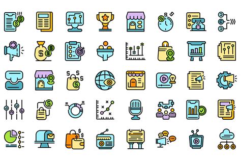 Marketing Mix Icons Set Vector Flat Graphic By Ylivdesign · Creative Fabrica