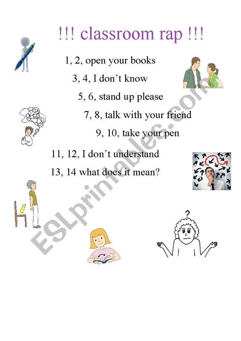 Classroom Rap Esl Worksheet By Lollla