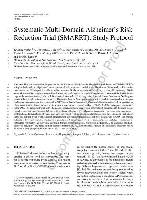 Pdf Systematic Multi Domain Alzheimers Risk Reduction Trial Smarrt