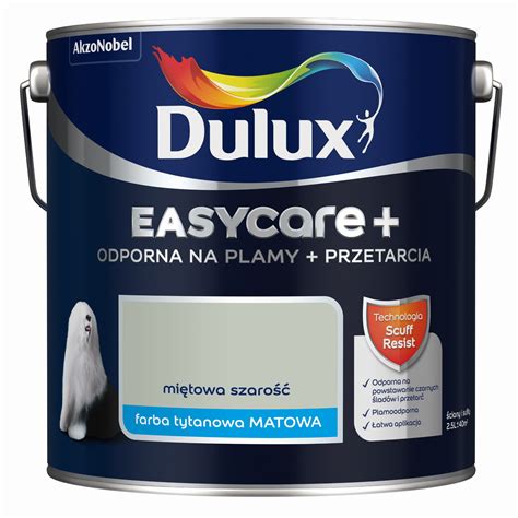 Farba Dulux EasyCare Plus Miętowa Szarość 2 5L z najszybszą i