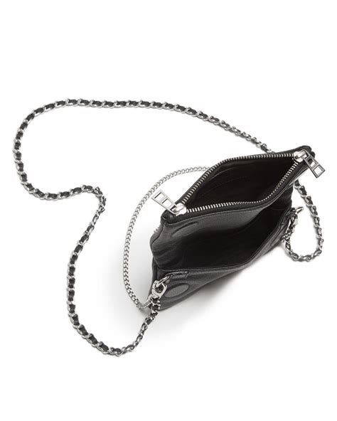 Zadig And Voltaire Rock Nano Spike Mini Leather Crossbody Clutch In Black