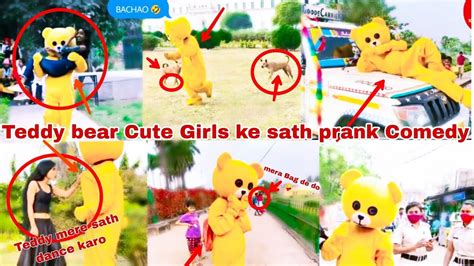 Teddy Bear 🐻 Prank On Cute Girl 🤪 And Dance Public Places🤣comedy