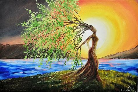 Mother Earth Painting Tree of Life Oil Painting Goddess Painting Framed ...