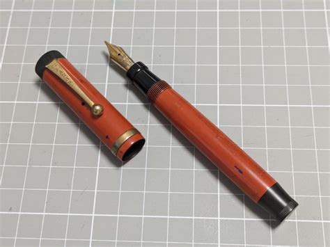 【傷や汚れあり】parker デュオフォールド 万年筆 レッド ビンテージ Parkerパーカー ヴィンテージ アンティーク レトロの落札