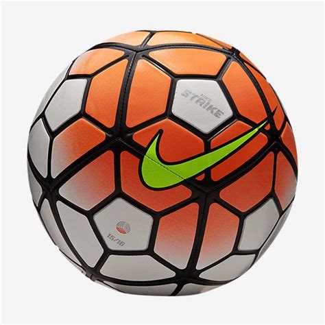 The Nike Soccer Ball Is Green And White With A Red Swoosh On It