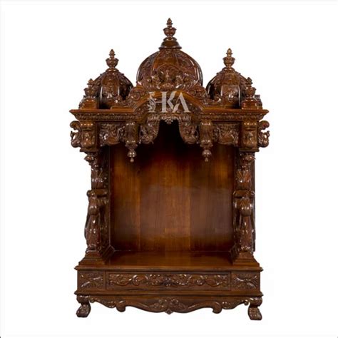 Hand Carved Dark Brown Handcrafted Teak Wood Temple Size Dimension