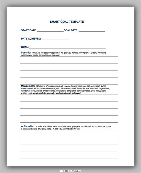 50 Smart Goals Template Excel Word And Pdf Redlinesp