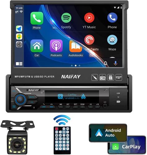 Naifay Single Din Touchscreen Car Stereo With Carplay Android Auto