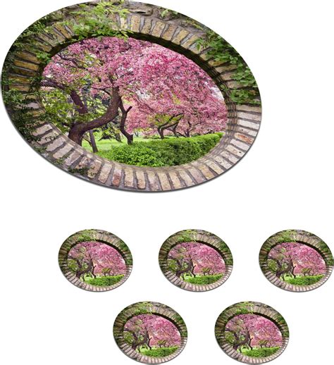 Onderzetters Voor Glazen Rond Doorkijk Sakura Bloesem Japans