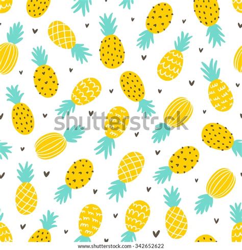 Pineapple Hearts Seamless Pattern Background Stock Vector Royalty Free 342652622