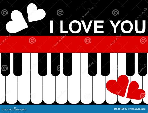 Valentines Day Card Piano Message Stock Illustration - Image: 51540625