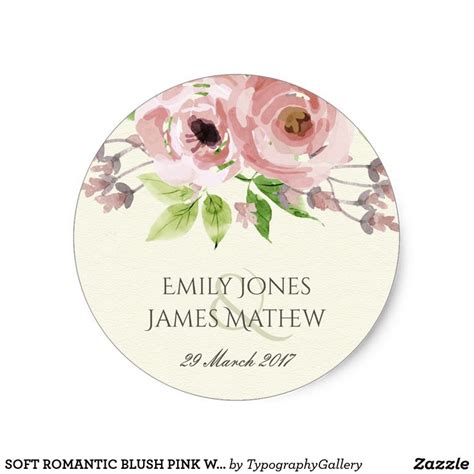 Soft Romantic Blush Pink Watercolor Floral Classic Round Sticker Zazzle Pink Watercolor