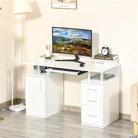 HOMCOM 47" Computer Desk with Keyboard Tray and Storage Drawers Home ...