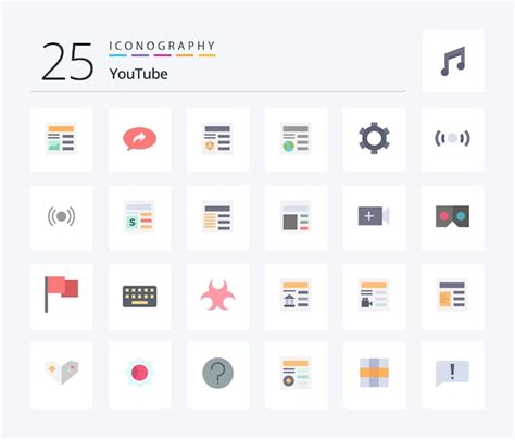 Paquete De Iconos De Color Plano De Youtube Que Incluye Engranaje Ui