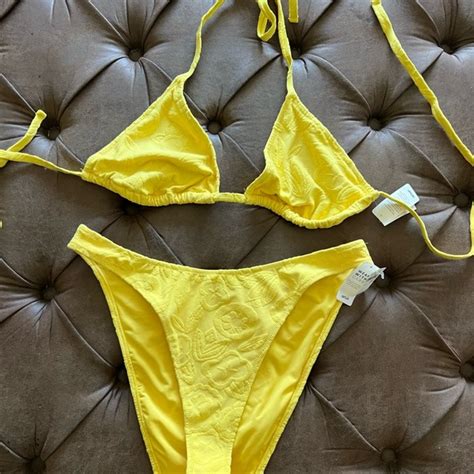 Aerie Swim Yellow Floral Bikini Set Poshmark