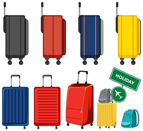 Premium Vector Colorful Luggage Set Vector Collection