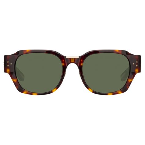 Linda Farrow Ramon Rectangular Sunglasses In Tortoiseshell