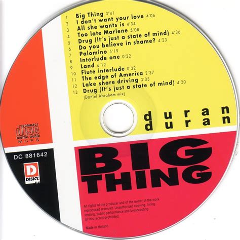 Musicotherapia Duran Duran Big Thing 1988