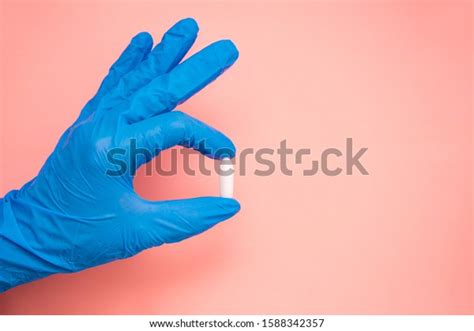 White Suppository Anal Vaginal Use Hand Stock Photo 1588342357