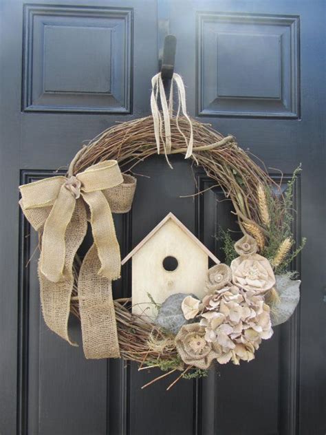 Front Door Wreath Summer Wreath Shabby Chic Wreath Country Wreath