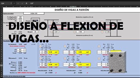 Diseño De Vigas De Concreto Armado A Flexión En Excel Youtube