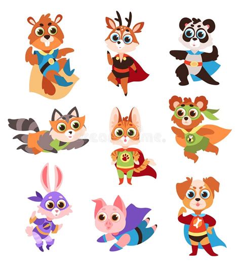 Superhero Animals Funny Kids Zoo Heroes With Capes And Masks Comic