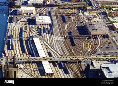 Aerial View Of Rail Yard In Chicago Stock Photo Alamy