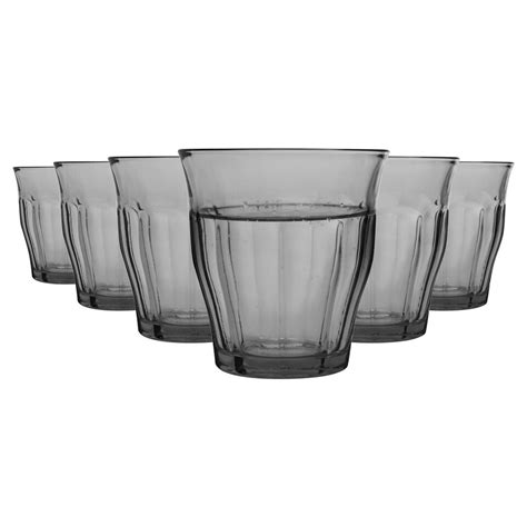 Duralex 12 Piece Picardie Drinking Tumbler Glasses Set Grey 250ml Tesco Groceries