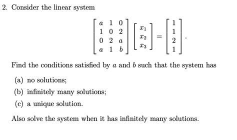 Solved Consider The Linear System Chegg