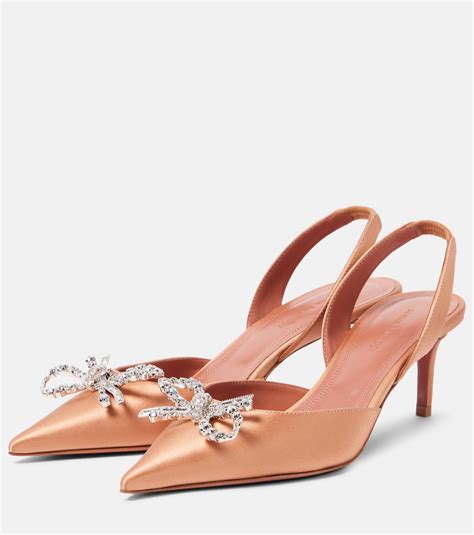 Rosie Satin Slingback Pumps In Beige Amina Muaddi Mytheresa