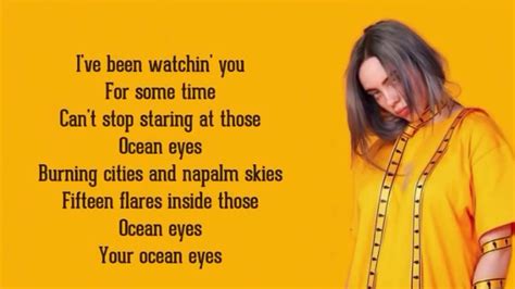 Billie Eilish Ocean Eyes Lyrics 🌼 Youtube