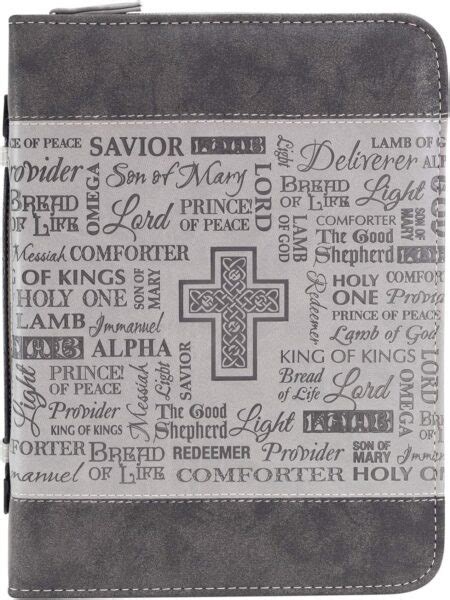 Bible Cover - Names Of Jesus - Large Grey - Pierced Christian Bookstore ...